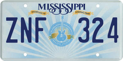 MS license plate ZNF324