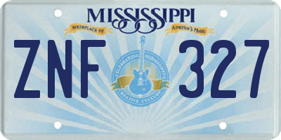 MS license plate ZNF327