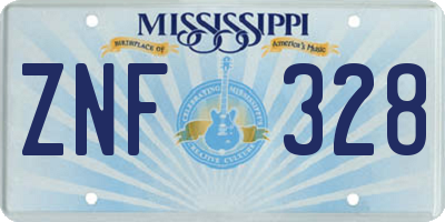 MS license plate ZNF328