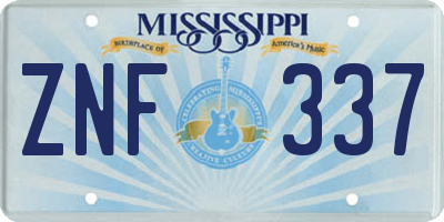 MS license plate ZNF337