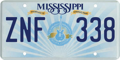 MS license plate ZNF338