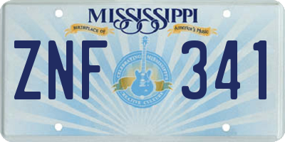 MS license plate ZNF341