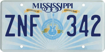 MS license plate ZNF342