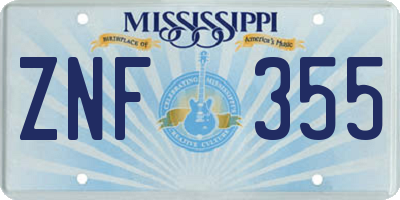 MS license plate ZNF355