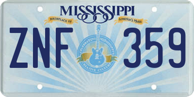 MS license plate ZNF359
