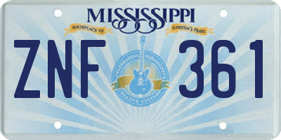 MS license plate ZNF361