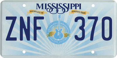 MS license plate ZNF370