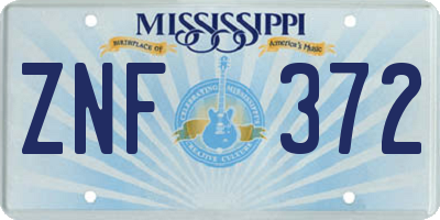 MS license plate ZNF372