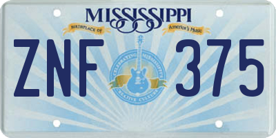 MS license plate ZNF375
