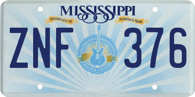 MS license plate ZNF376