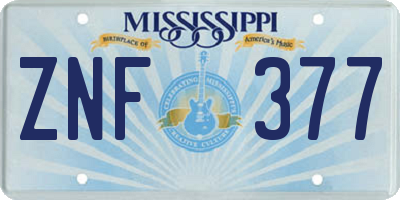 MS license plate ZNF377