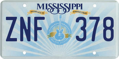 MS license plate ZNF378