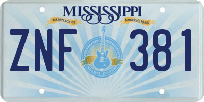 MS license plate ZNF381