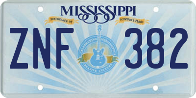 MS license plate ZNF382