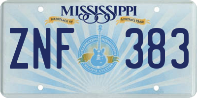 MS license plate ZNF383