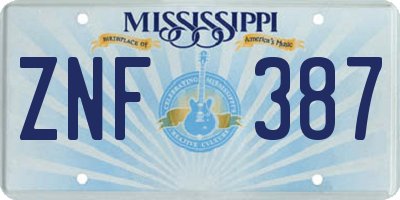 MS license plate ZNF387