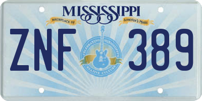 MS license plate ZNF389