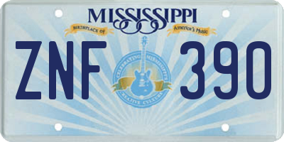 MS license plate ZNF390