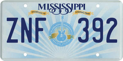 MS license plate ZNF392