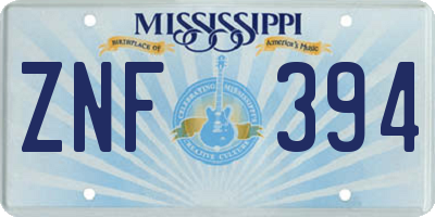 MS license plate ZNF394