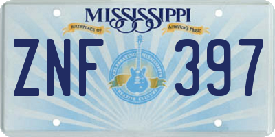 MS license plate ZNF397