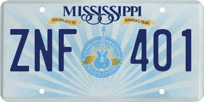 MS license plate ZNF401