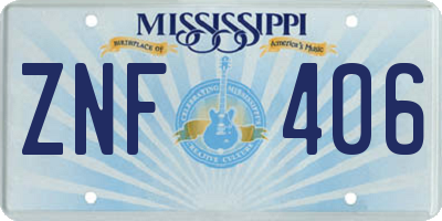 MS license plate ZNF406