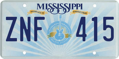MS license plate ZNF415