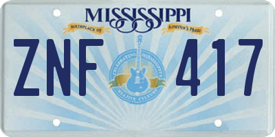 MS license plate ZNF417