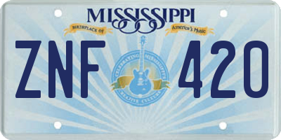 MS license plate ZNF420