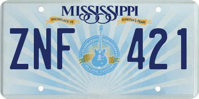 MS license plate ZNF421