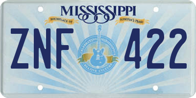 MS license plate ZNF422