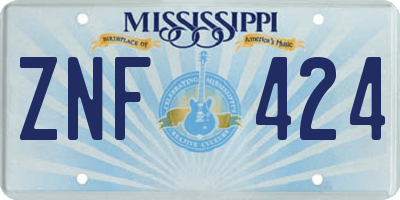 MS license plate ZNF424