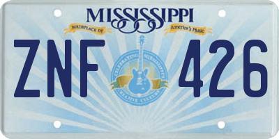 MS license plate ZNF426