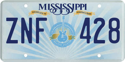 MS license plate ZNF428