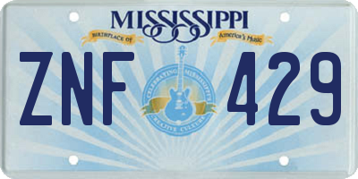 MS license plate ZNF429
