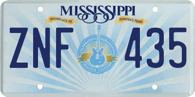 MS license plate ZNF435