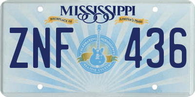 MS license plate ZNF436