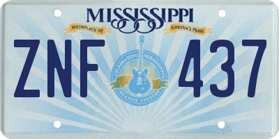 MS license plate ZNF437