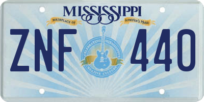 MS license plate ZNF440