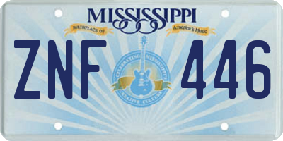 MS license plate ZNF446