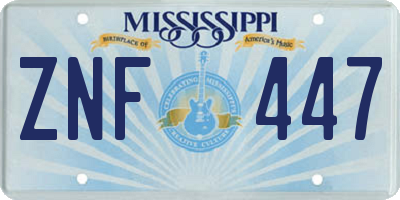 MS license plate ZNF447