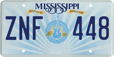 MS license plate ZNF448
