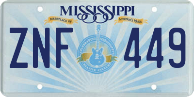 MS license plate ZNF449