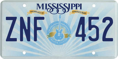 MS license plate ZNF452