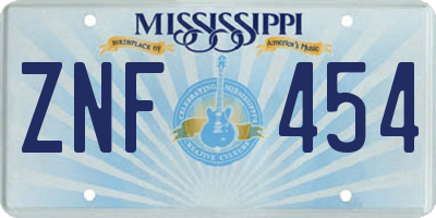 MS license plate ZNF454