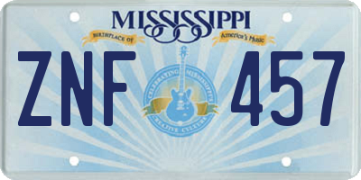 MS license plate ZNF457
