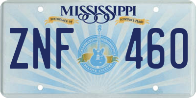 MS license plate ZNF460
