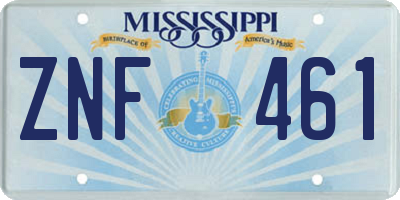 MS license plate ZNF461