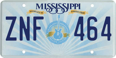 MS license plate ZNF464